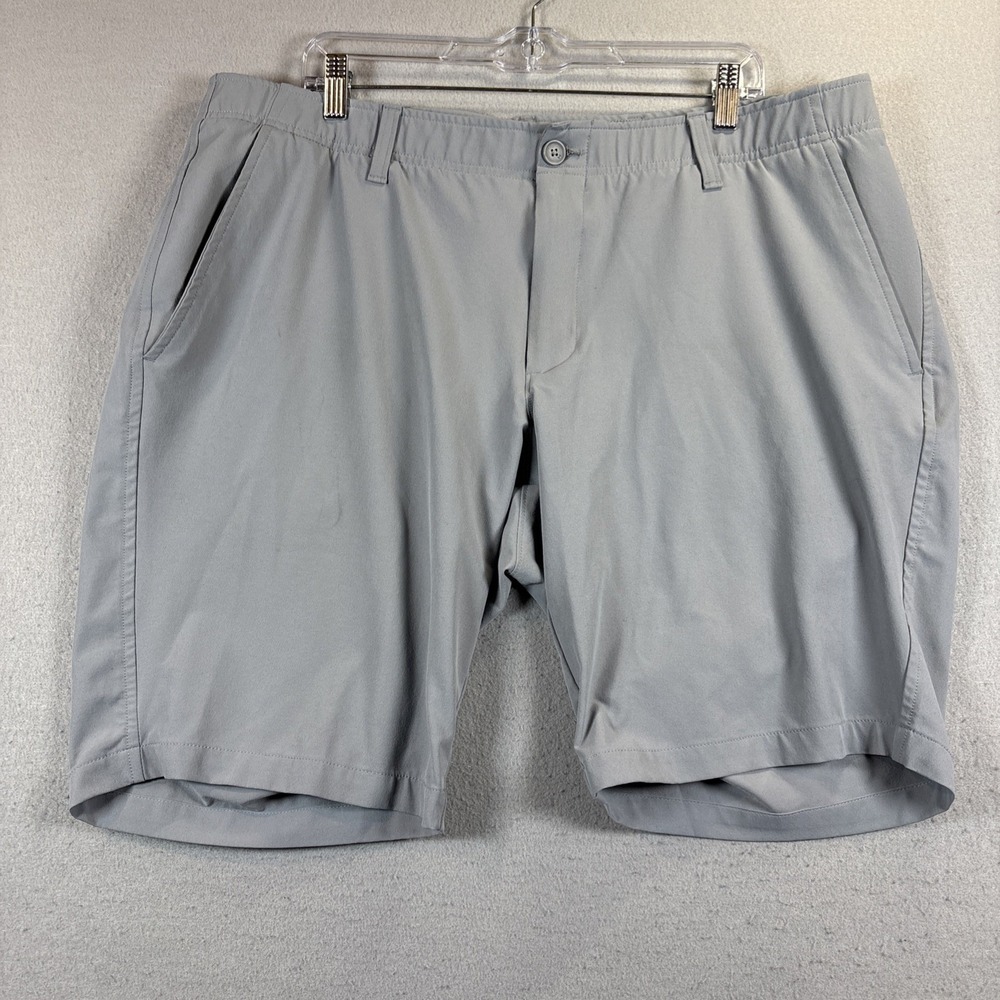 Under Armour Golf Shorts Men's 42 Chino Gray Loose Fit Flat Front Stretch